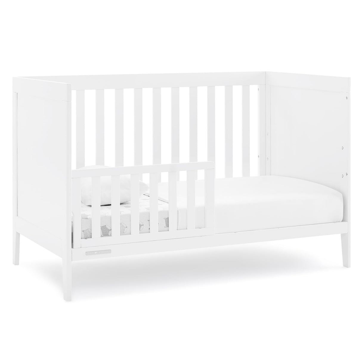 Hayes 4-in-1 Convertible Crib, Bianca White + Simmons Kids Silver Nights Dual Sided 2