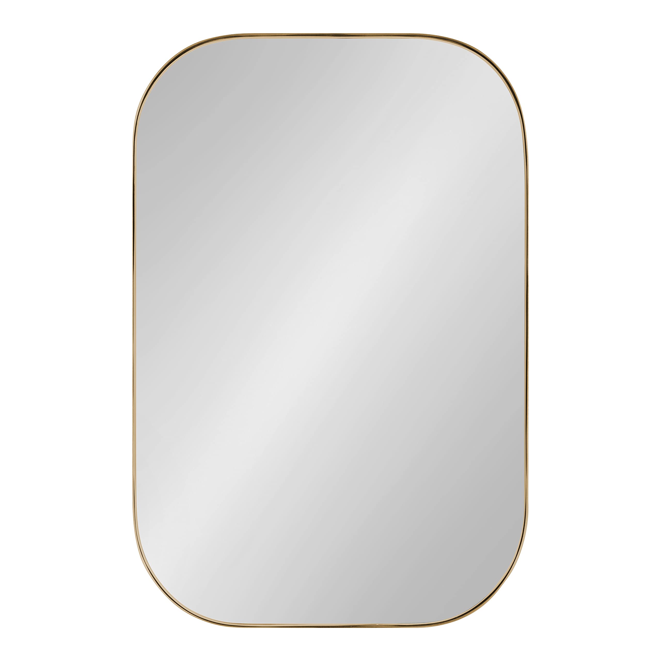 Rollo Midcentury Rounded Rectangle Mirror, Gold, Modern Metal Framed Mirror