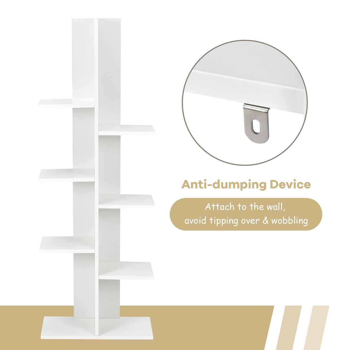 Bookshelf, Wooden Symmetrical Open Bookcase, Artistic Book Organizer