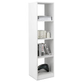 56" Tall 4 Cube Bookcase White - Freestanding 15" Wide 5-Tier Narrow Open Display Bookshelf