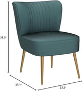 Modern Velvet Accent Chair for Living Room, Bedroom, or Entryway, Stylish and Comfortable Armless Design with Metal Legs, Teal