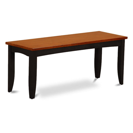 PFB-BLK-W Parfait Dining Room Bench with Solid Wood Seat, 52x15x17 Inch