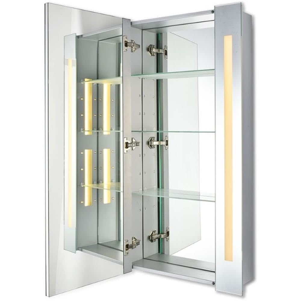 Elixir Rectangle Medicine Storage Mirror Cabinet with 20W LED Lighting Bars