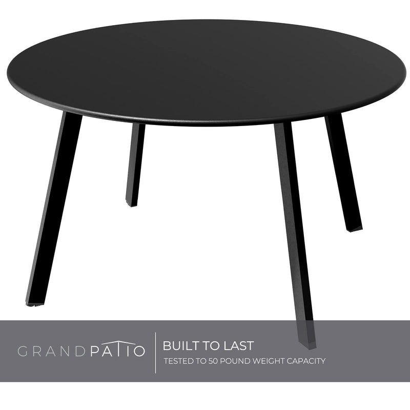 Round Steel Patio Coffee Table, Weather Resistant Outdoor Large Side Table