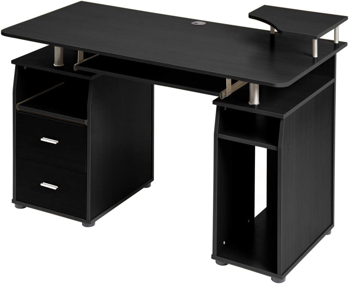 Office Computer Desk - Multi-Functional Writing Study Table Desk with Elevated Shelf,