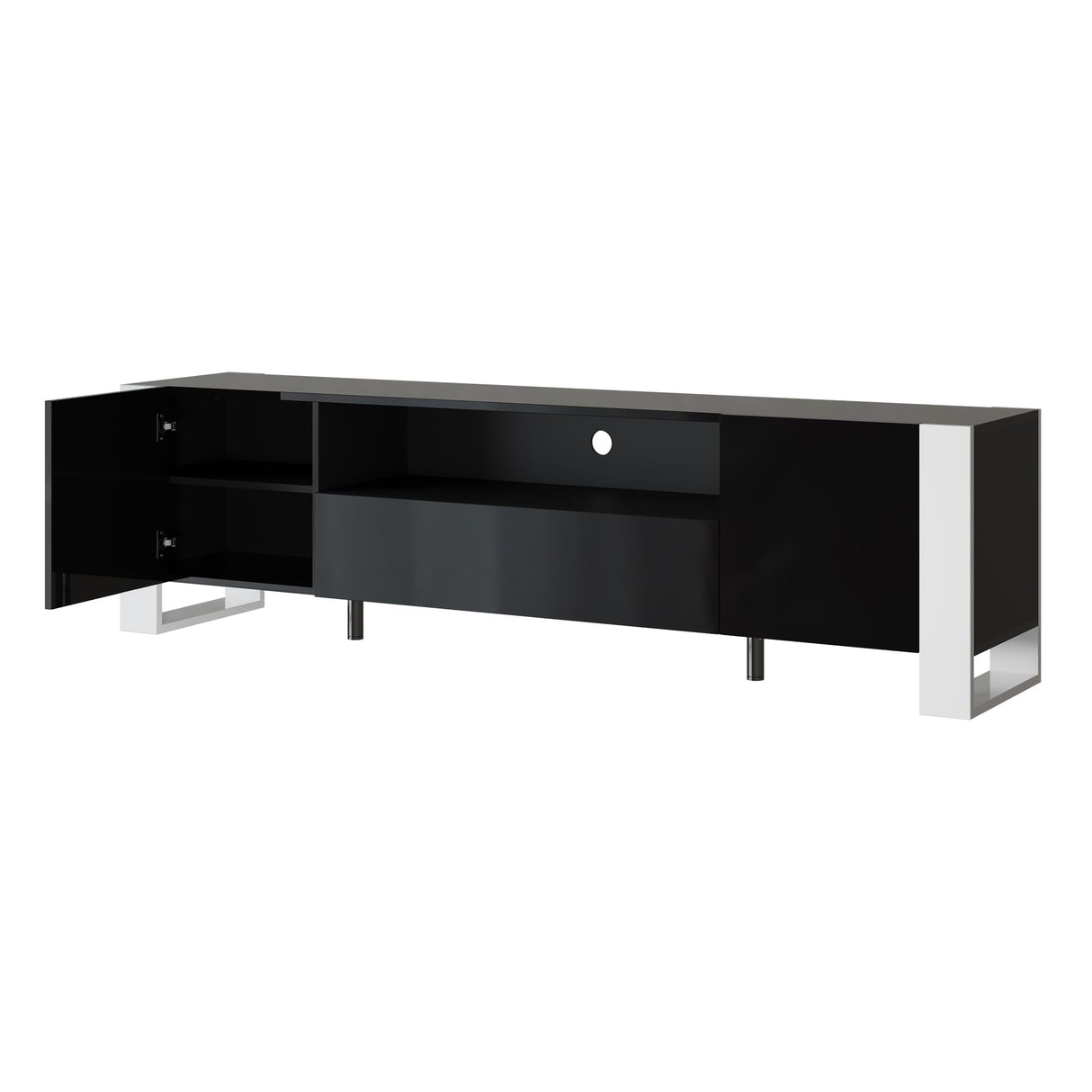 70" High Gloss TV Stand with Storage for Living Room, LED Entertainment Center for Bedroom