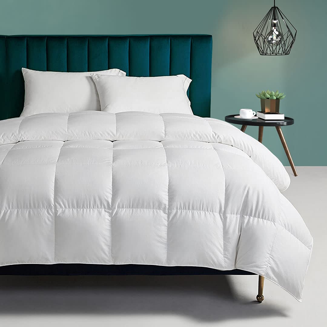 Organic Feather Down Comforter Full/Queen Size - All Season Duvet Insert Organic Cotton