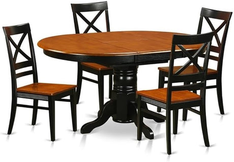 AVQU7-BCH-W 7 Piece Dining Table Set Consist of an Oval Dining Room Table with Butterfly Leaf and 6