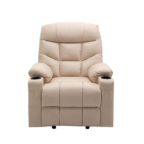 Fabric Power Lift Electric Recliner Chair with Massage and Vibration, Taupe