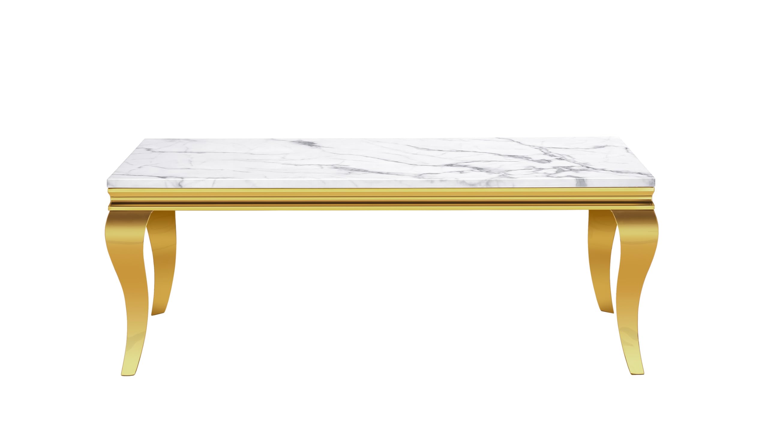 47" Coffee Table with White Marble Top, Modern Rectangle Faux Marble Coffee Table