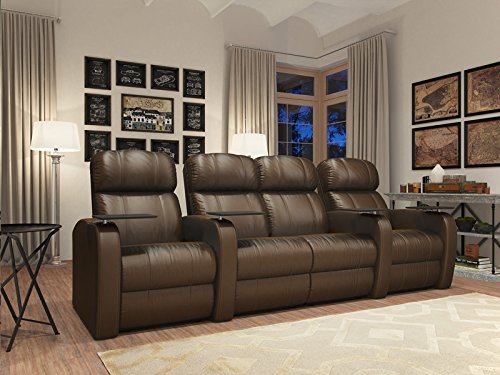 Diesel XS950 Theater Seats Brown Top-Grain Leather - Power Recline - Space Saver