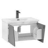 31" Bathroom Vanity with Sink, LED Floating Bathroom Vanity, Wall Mounted Storage Vanity