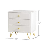 Set of 2 Nightstands Modern Bedside Table with 3 Drawers & Metal Legs