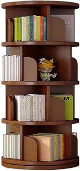 Rotating Bookshelf, 4 Tier Bookshelf Tower,Floor Standing Bookcase Storage Rack