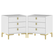 Modern Nightstand Set of 2, End Table Bedside Table with Gold Metal Legs, Gold Metal