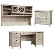 3-Piece Set with Executive Desk Large Hutch & Lateral File Cabinet