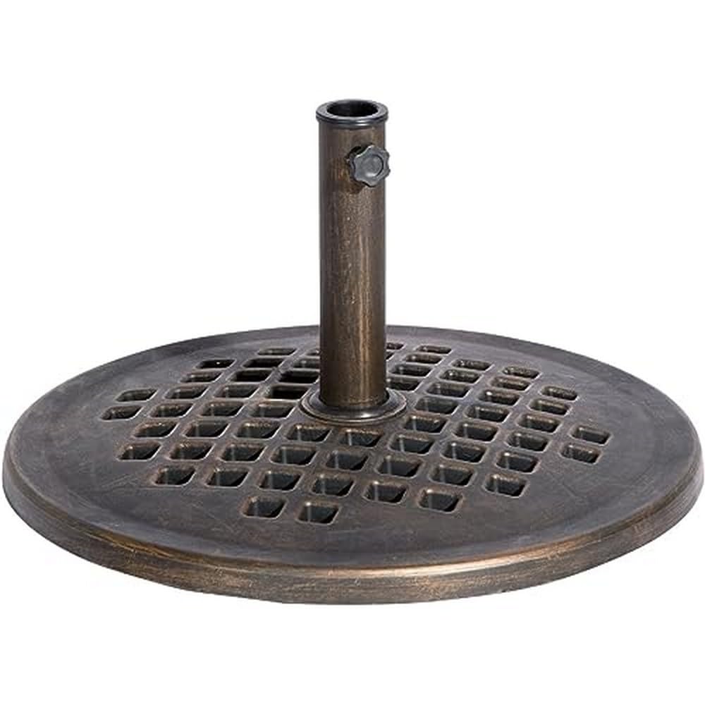 UBP24241-BR 24-Inch Cast Stone Umbrella Base, Made from Rust Free Composite Materials, Bronze Powder Coated Finish