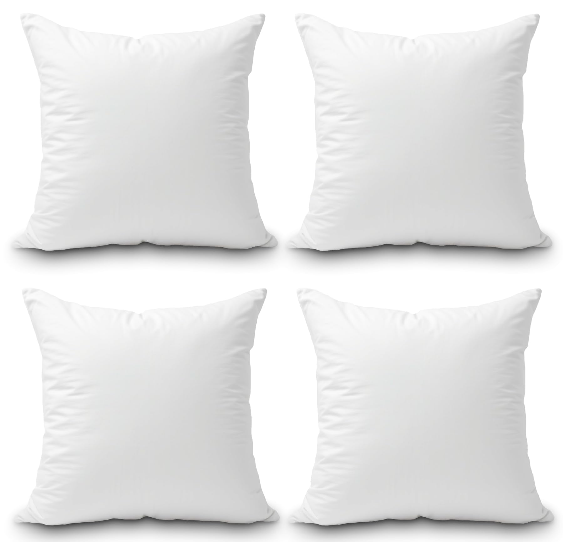 Throw Pillow Insert 20 x 20 inch (Set of 4) Hypoallergenic 100% Virgin Fiber Bed