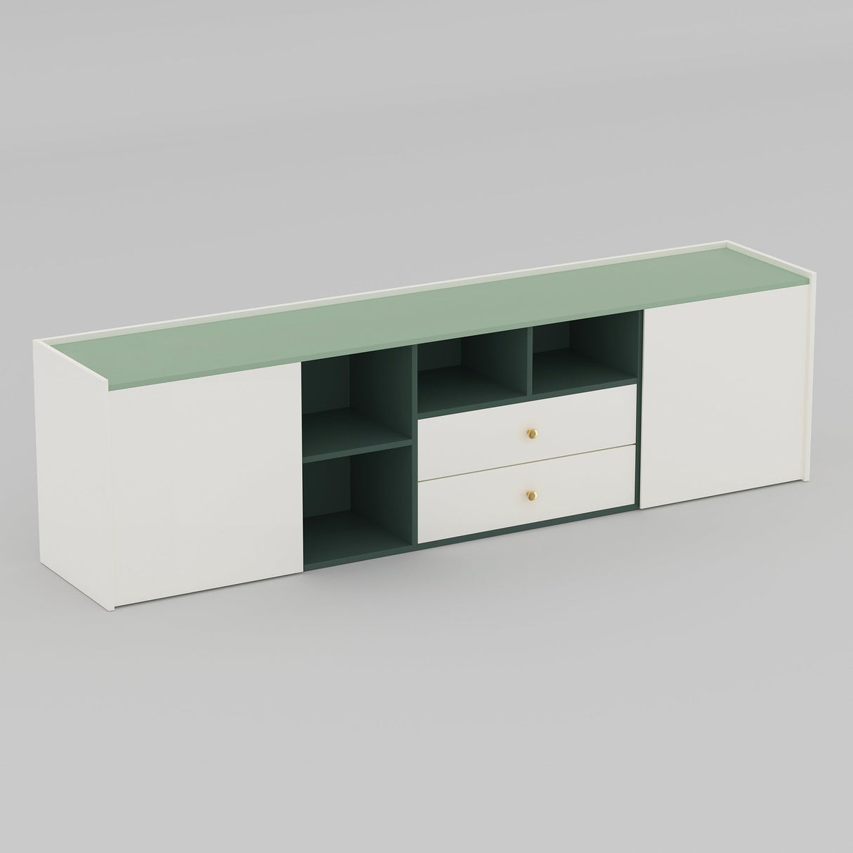 78.74" Modern TV Stand with Storage - Green & White Entertainment Center