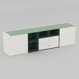 78.74" Modern TV Stand with Storage - Green & White Entertainment Center