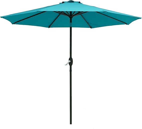 9' Outdoor Umbrella Patio Umbrella 2-Year-Non-Fading Steel Market Umbrella with Push Button