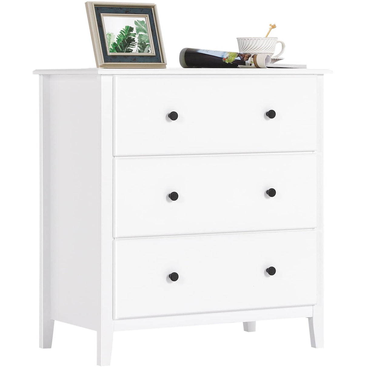 White Dresser for Bedroom, 27.5''W Dresser with 3 Drawers, Modern Chest of Drawers