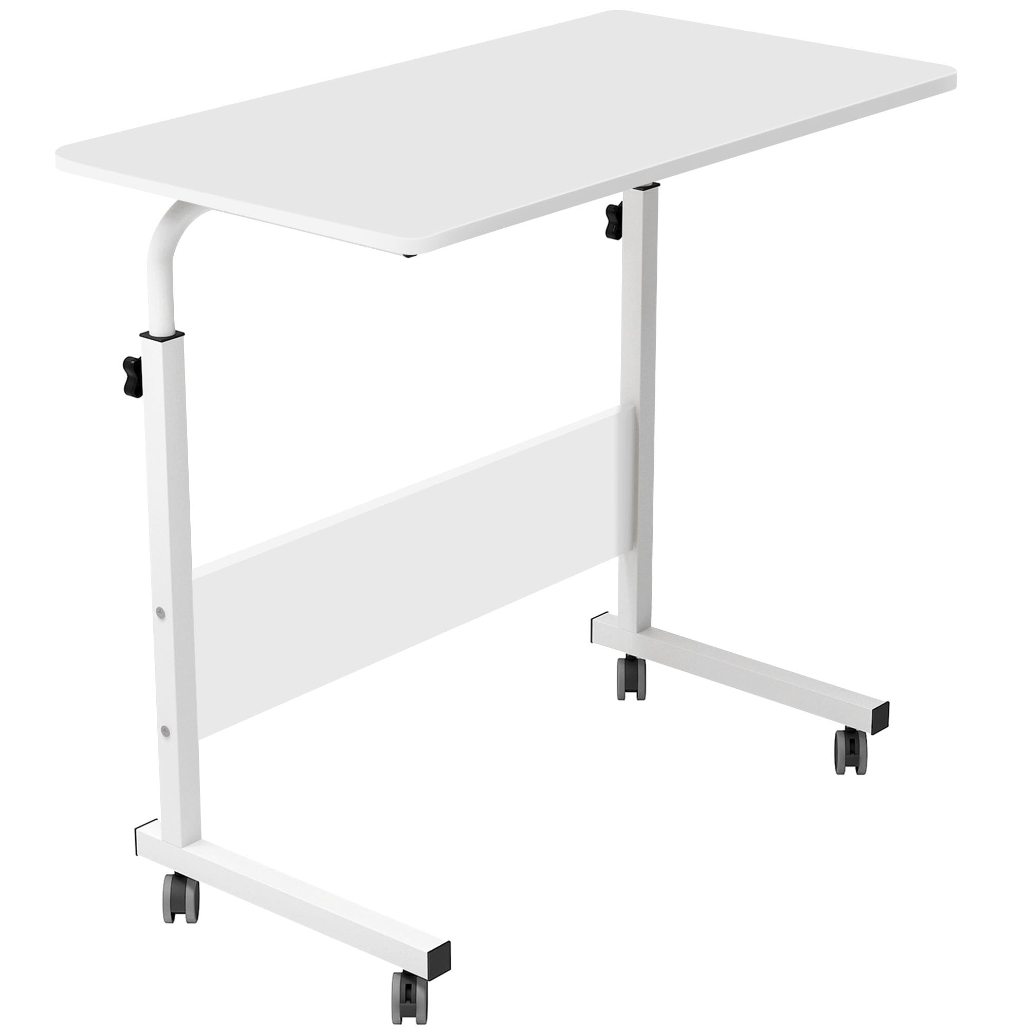 soges 31.4 inches Adjustable Mobile Computer Table Portable Laptop Desk Computer Desk Cart Tray, White