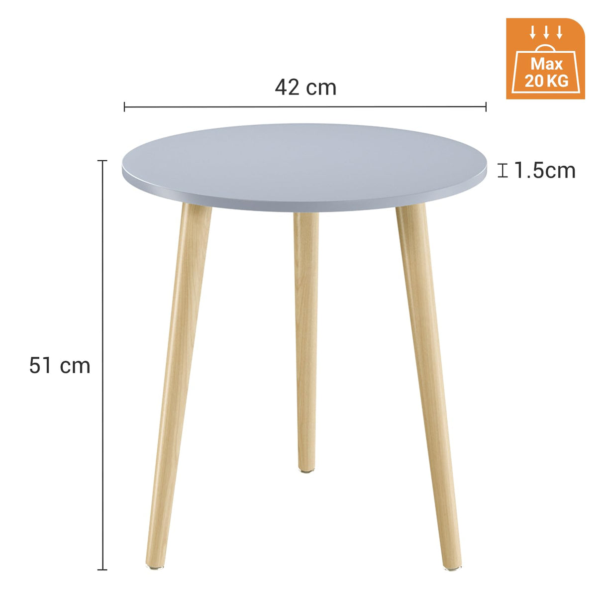 Table, Blue Grey End Table for Small Spaces, Nursery Round Side Table Small Bedside