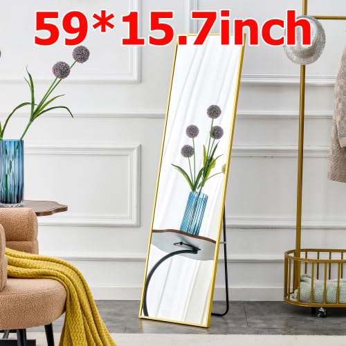 JTDISHINY The 3rd Generation Aluminum Alloy Metal Frame Wall Mounted Full Body Mirror, Bathroom Makeup Mirror, Bedroom Entrance, Decorative Mirror, Quality Upgrade, 59 "* 15.7" W1151121816