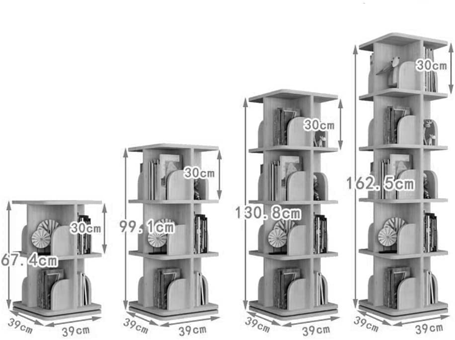 Bookcase Estantería para libros 360°Rotating Bookshelf Modern 2/3/4/5 Tier Wood Bookcase