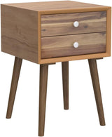 Nightstand with 2 Drawers Set of 2, Mid Century Modern Bedside Table with Solid Wood