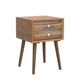 Nightstand with 2 Drawers Set of 2, Mid Century Modern Bedside Table with Solid Wood