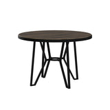 Round Industrial Wood Dining Room Table for 6 Person 48in Mid Century Kitchen Dining