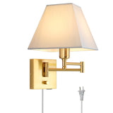 Wall Mounted Lamp Plug in Wall Sconce with Dimmable Switch Swing Arm Wall