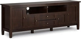 Lev SOLID WOOD 72 Inch Wide Contemporary TV Media Stand in Smoky Brown