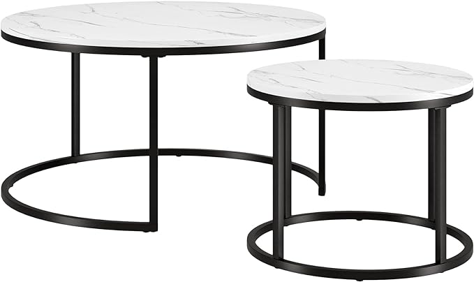 Watson Coffee Table, 35" and 22" Wide, Black/White