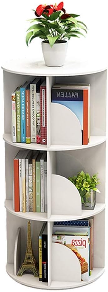 Creative Rotating Bookshelf White Bookcase Simple Student Bookshelf Multi