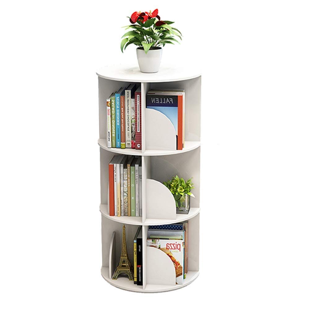 Creative Rotating Bookshelf White Bookcase Simple Student Bookshelf Multi