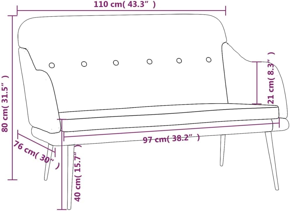 Comfy Loveseat Couch, Modern 2-Seater Sofa Loveseat, Small Loveseat Sofa, 2-Seater Bench for Living Room Bedroom Office, Dark Gray 43.3"x29.9"x31.5" Fabric,-324