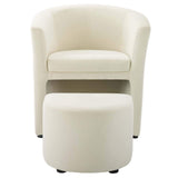 Modway Divulge Performance Velvet Armchair and Ottoman Set in Ivory