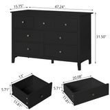 Black Dresser - Modern Dresser for Bedroom, Wooden 7 Drawer Dresser