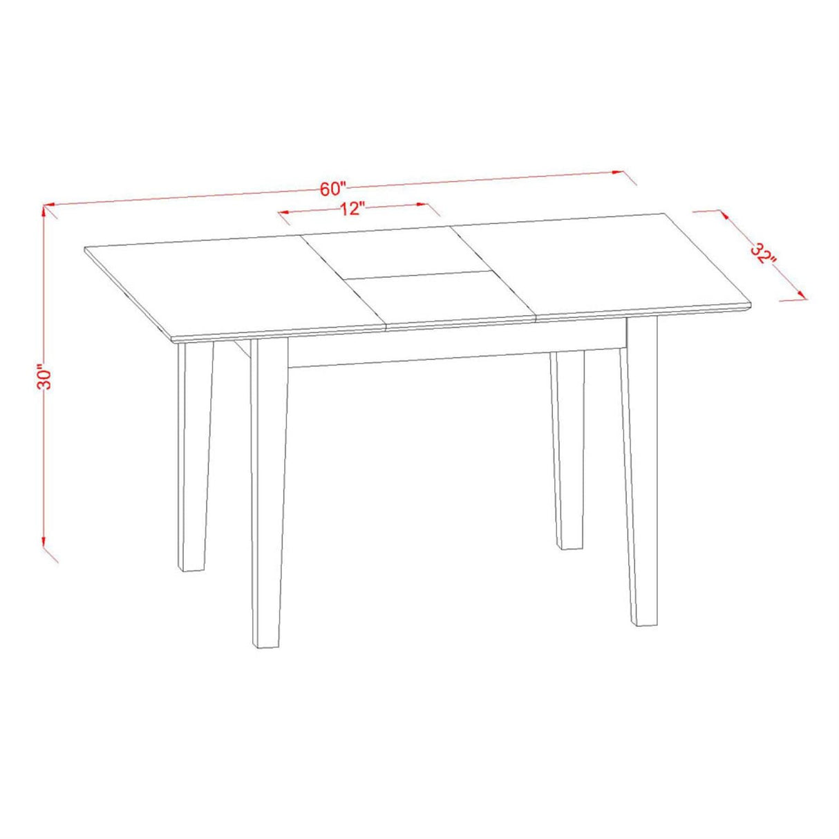 PSDU5-MAH-LC 5 Piece Dining Set Includes a Rectangle Dining Room Table with Butterfly