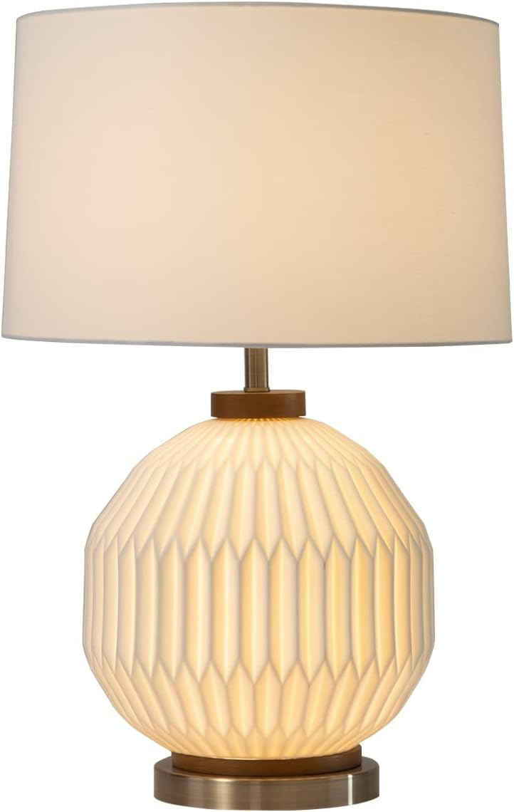 Moraga Table Lamp - 24", Bone Porcelain and Walnut, 4-Way Rotary Switch