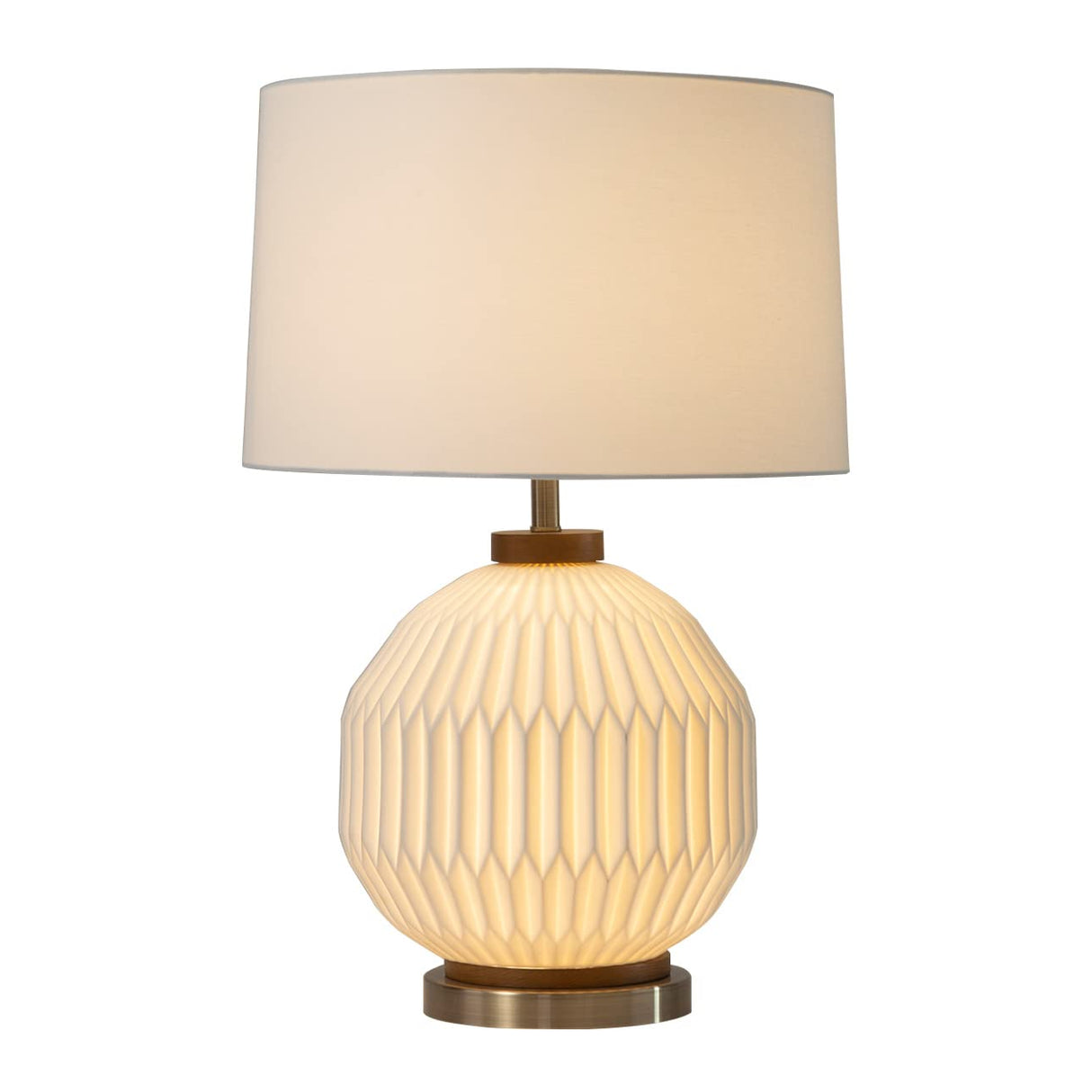 Moraga Table Lamp - 24", Bone Porcelain and Walnut, 4-Way Rotary Switch