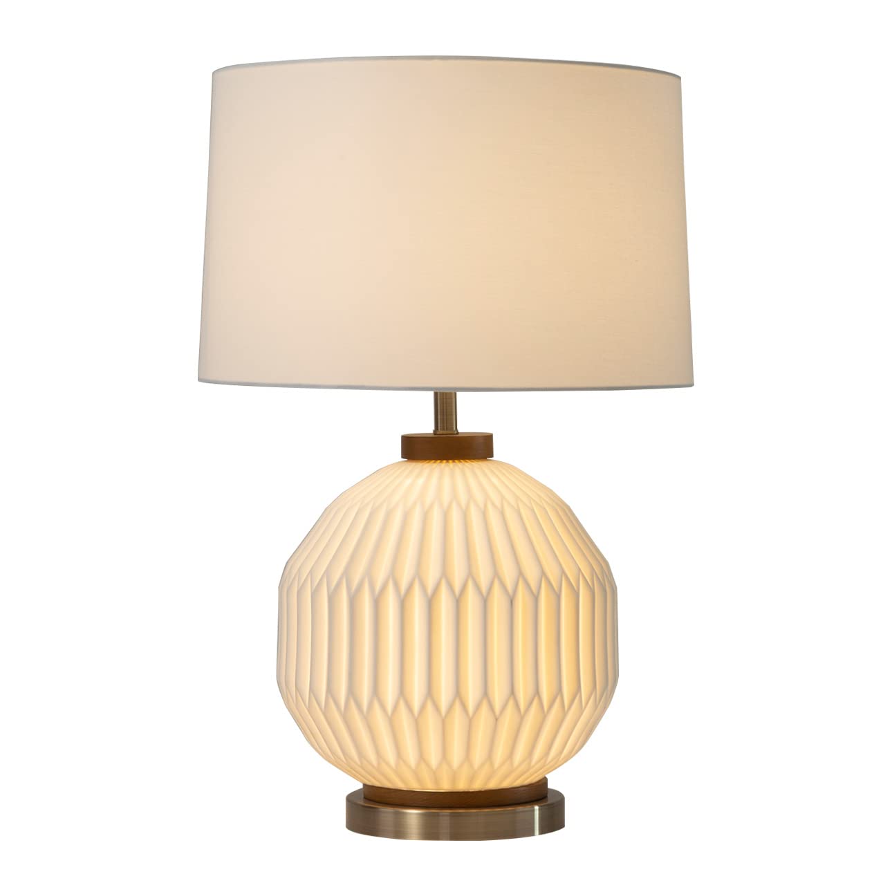 Moraga Table Lamp - 24", Bone Porcelain and Walnut, 4-Way Rotary Switch