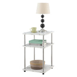 Designs2Go No Tools 3-Tier End Table, Faux White Marble/Chrome