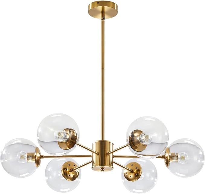 Light Globe Sputnik Chandelier Milk Glass Modern Gold Chandelier Light Fixture