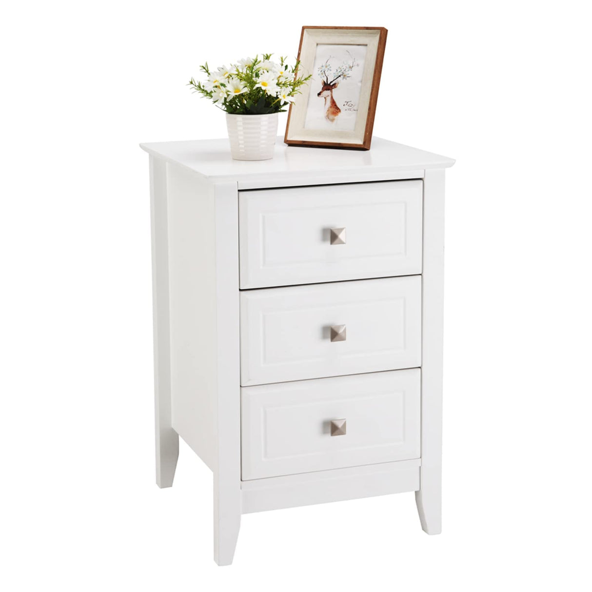 Upgraded White Night stands for Bedrooms Set of 2, Modern Nightstand