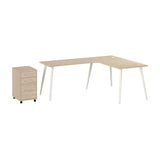 L Shaped Computer Desk 60 inch with 3 Drawer Mobile File Cabinet, PC Corner Table