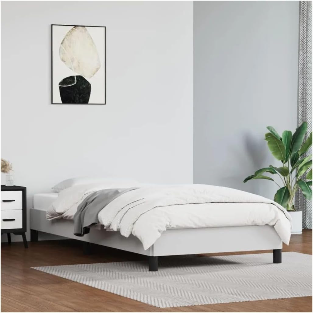Bed Frame White 39.4"X79.9" Twin XL Faux Leather 346931